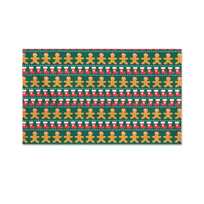 Christmas Gingerbread Man Pattern Print Polyester Flag