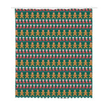 Christmas Gingerbread Man Pattern Print Polyester Shower Curtain