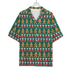 Christmas Gingerbread Man Pattern Print Rayon Hawaiian Shirt