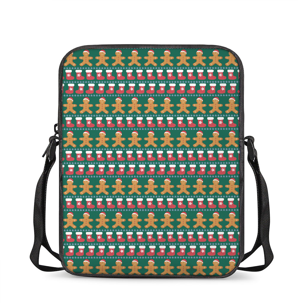 Christmas Gingerbread Man Pattern Print Rectangular Crossbody Bag
