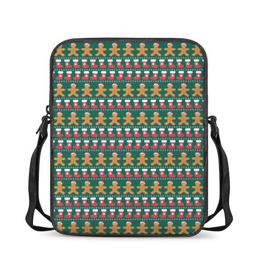 Christmas Gingerbread Man Pattern Print Rectangular Crossbody Bag