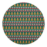 Christmas Gingerbread Man Pattern Print Round Blanket