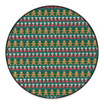 Christmas Gingerbread Man Pattern Print Round Floor Mat