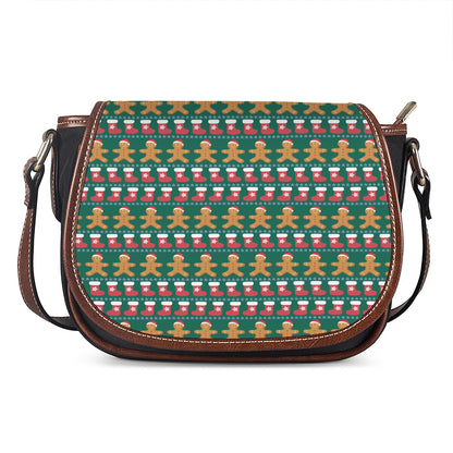 Christmas Gingerbread Man Pattern Print Saddle Bag