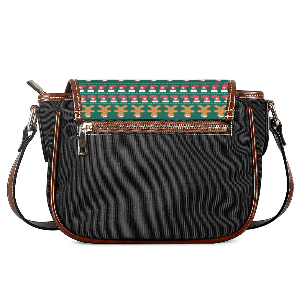 Christmas Gingerbread Man Pattern Print Saddle Bag