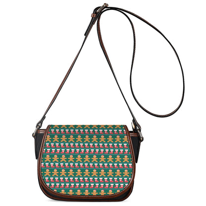 Christmas Gingerbread Man Pattern Print Saddle Bag