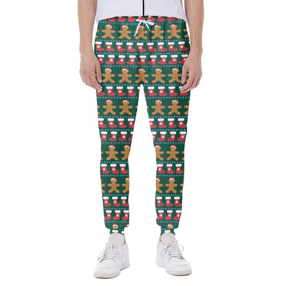 Christmas Gingerbread Man Pattern Print Scuba Joggers