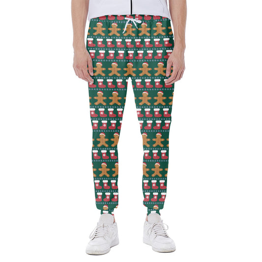 Christmas Gingerbread Man Pattern Print Scuba Joggers