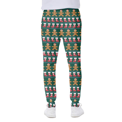 Christmas Gingerbread Man Pattern Print Scuba Joggers