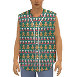 Christmas Gingerbread Man Pattern Print Sleeveless Baseball Jersey