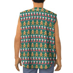 Christmas Gingerbread Man Pattern Print Sleeveless Baseball Jersey