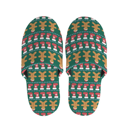 Christmas Gingerbread Man Pattern Print Slippers