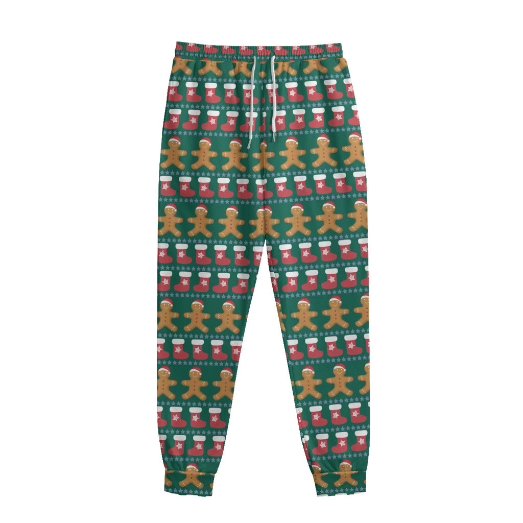 Christmas Gingerbread Man Pattern Print Sweatpants