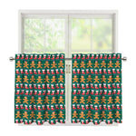 Christmas Gingerbread Man Pattern Print Tier Curtains