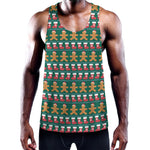 Christmas Gingerbread Man Pattern Print Training Tank Top