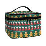 Christmas Gingerbread Man Pattern Print Travel Makeup Bag