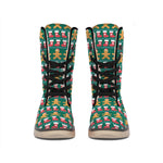 Christmas Gingerbread Man Pattern Print Winter Boots