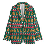 Christmas Gingerbread Man Pattern Print Women's Blazer