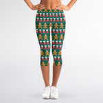 Christmas Gingerbread Man Pattern Print Women's Capri Leggings