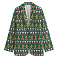 Christmas Gingerbread Man Pattern Print Women's Cotton Blazer