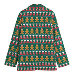 Christmas Gingerbread Man Pattern Print Women's Cotton Blazer