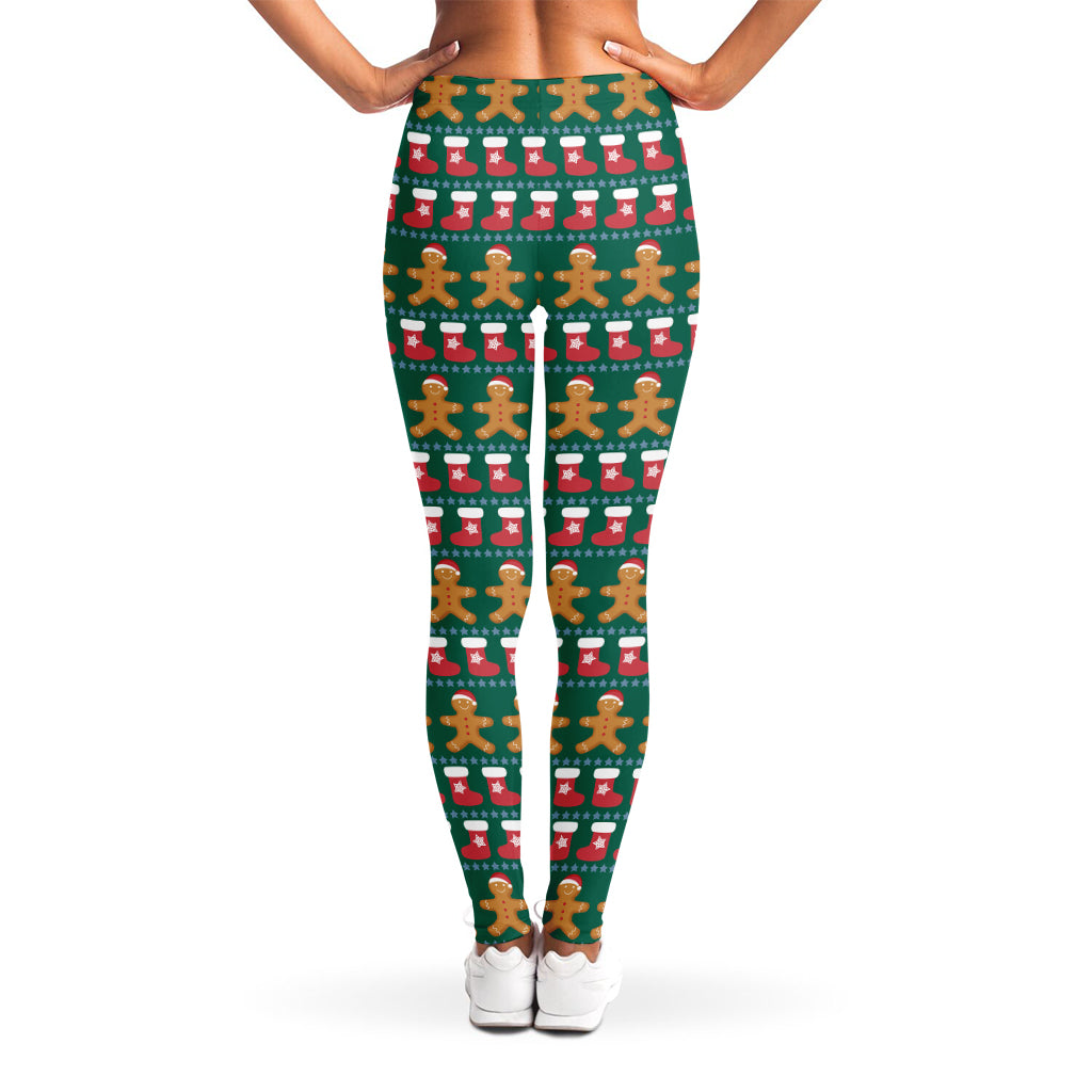 Christmas Gingerbread Man Pattern Print Women's Leggings