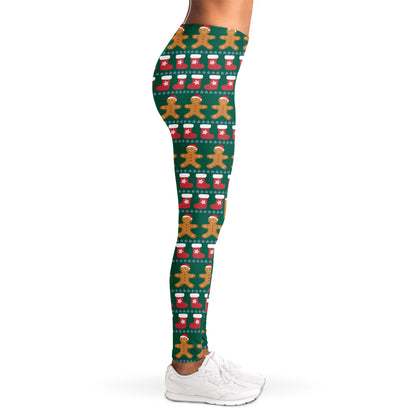 Christmas Gingerbread Man Pattern Print Women's Leggings