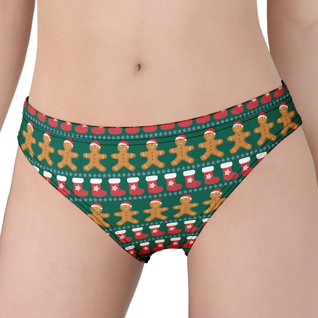 Christmas Gingerbread Man Pattern Print Women's Panties