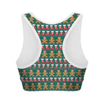 Christmas Gingerbread Man Pattern Print Women's Sports Bra