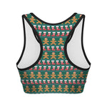 Christmas Gingerbread Man Pattern Print Women's Sports Bra
