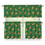 Christmas Gingerbread Pattern Print 3 Piece Kitchen Curtains