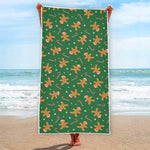 Christmas Gingerbread Pattern Print Beach Towel