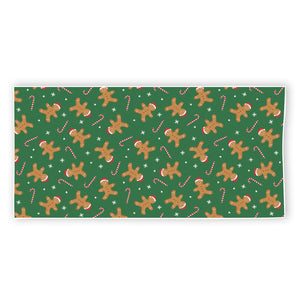 Christmas Gingerbread Pattern Print Beach Towel