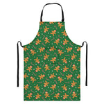 Christmas Gingerbread Pattern Print Bib Apron With Pocket