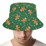 Christmas Gingerbread Pattern Print Bucket Hat