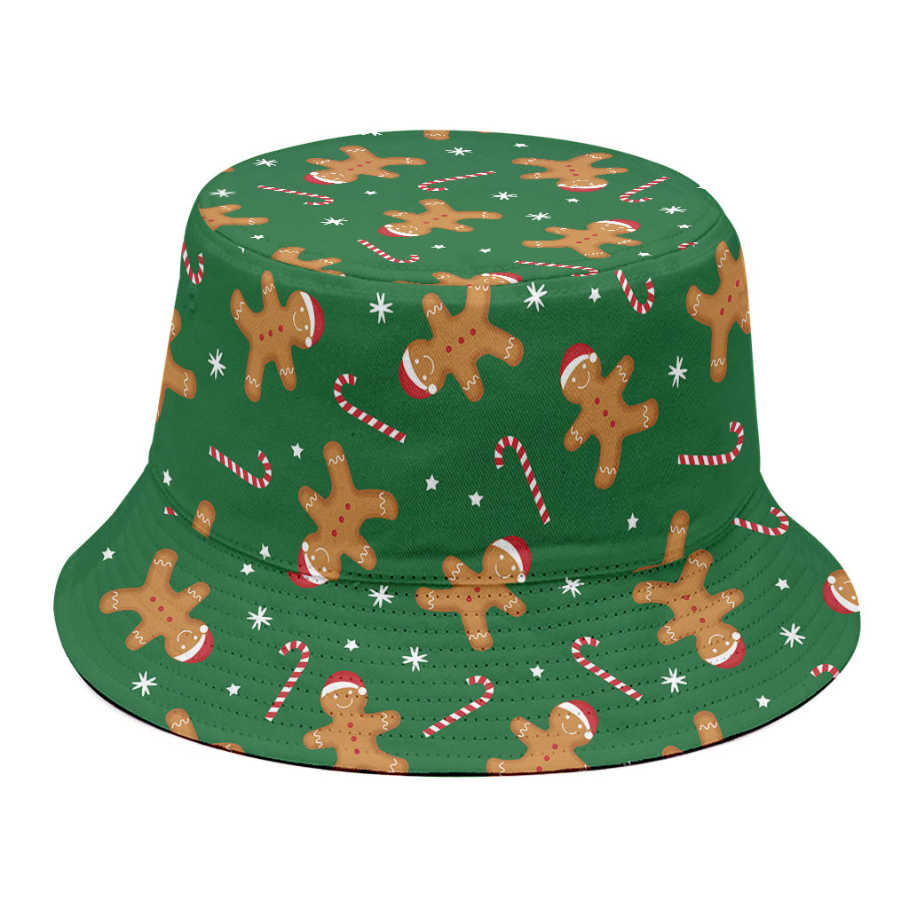 Christmas Gingerbread Pattern Print Bucket Hat