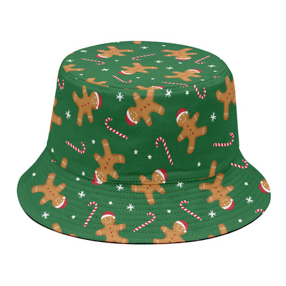 Christmas Gingerbread Pattern Print Bucket Hat