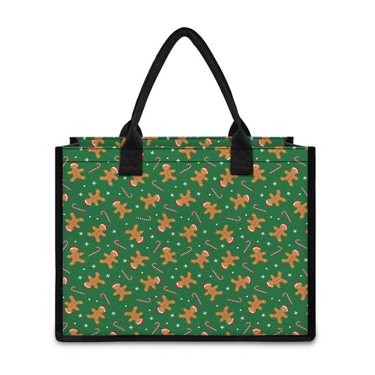 Christmas Gingerbread Pattern Print Canvas Tote Bag