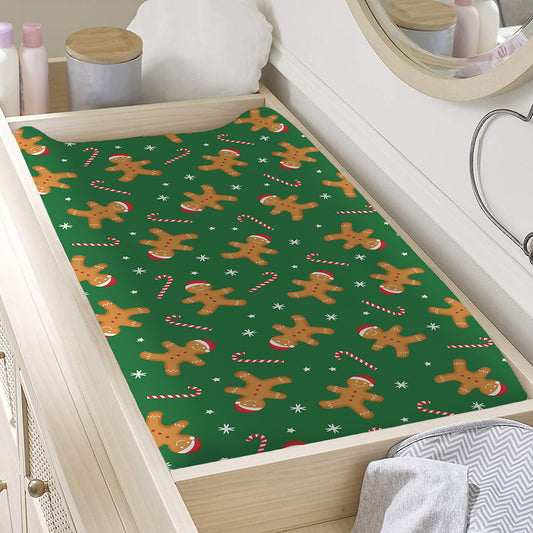 Christmas Gingerbread Pattern Print Changing Pad Cover
