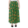 Christmas Gingerbread Pattern Print Chiffon Maxi Skirt