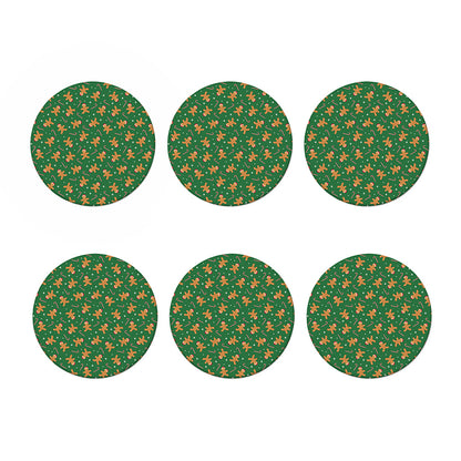 Christmas Gingerbread Pattern Print Coaster Set