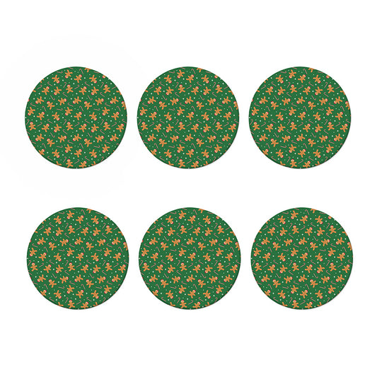 Christmas Gingerbread Pattern Print Coaster Set