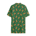 Christmas Gingerbread Pattern Print Cotton Hawaiian Shirt