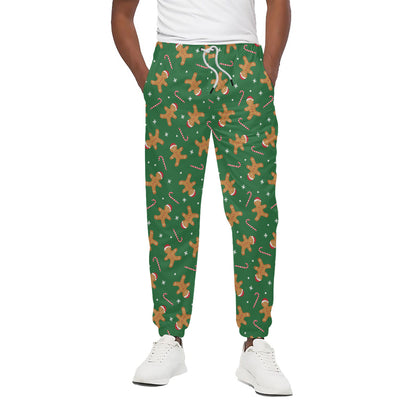 Christmas Gingerbread Pattern Print Cotton Pants