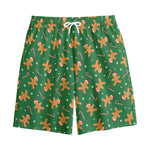 Christmas Gingerbread Pattern Print Cotton Shorts