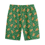Christmas Gingerbread Pattern Print Cotton Shorts