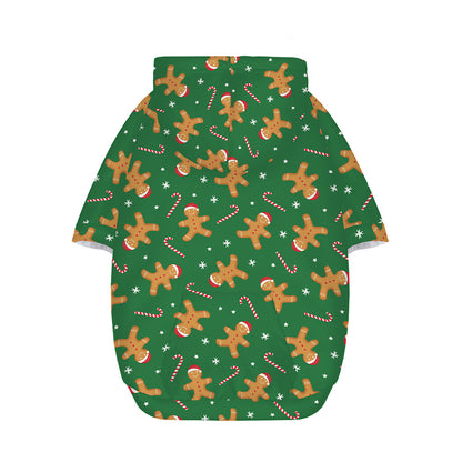 Christmas Gingerbread Pattern Print Dog Zip Up Hoodie