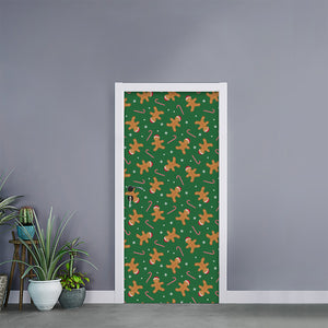 Christmas Gingerbread Pattern Print Door Sticker