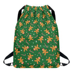 Christmas Gingerbread Pattern Print Drawstring Backpack