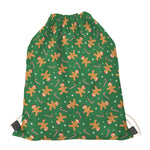 Christmas Gingerbread Pattern Print Drawstring Bag